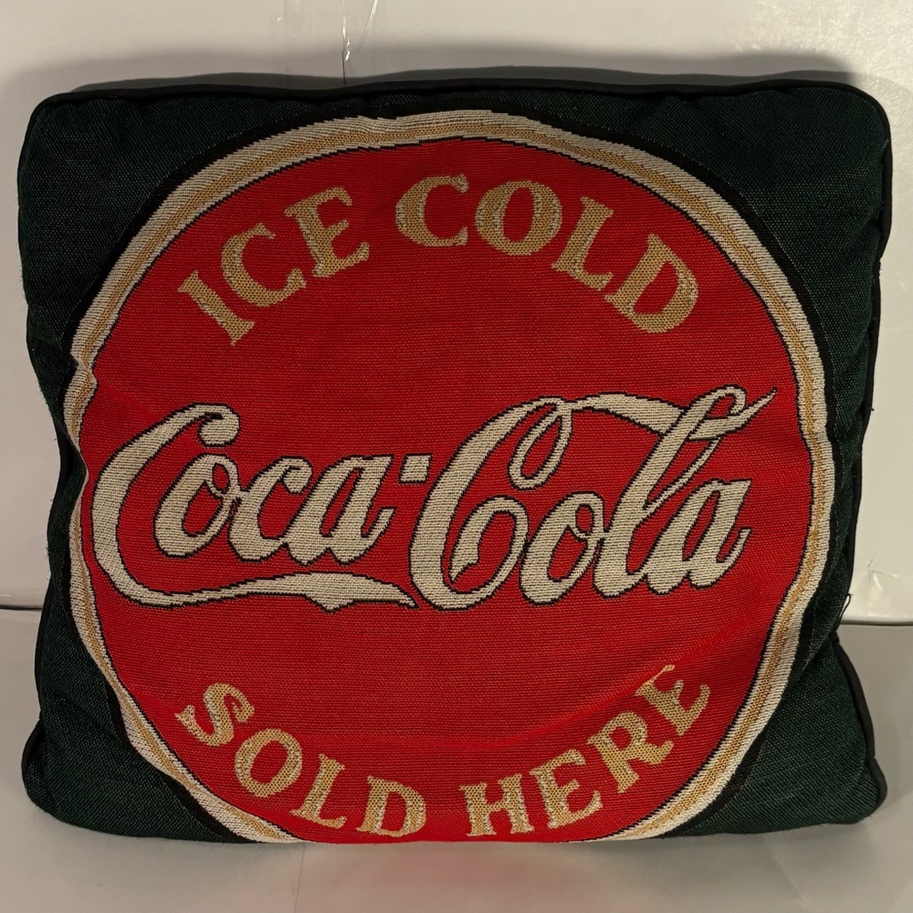 💫 VINTAGE COCA COLA ICE COLD COCA-COLA SOLD HERE LOGO TAPESTRY PILLOW 💫